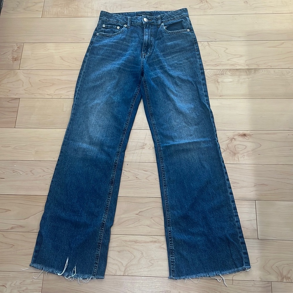 Aeropostale jeans.  High rise wide leg. Frayed bottom.  Like new. Size 6.